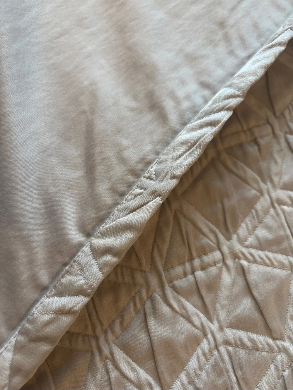 Hotel Collection interlattice Cream Quilted Coverlet and two Pillow shams